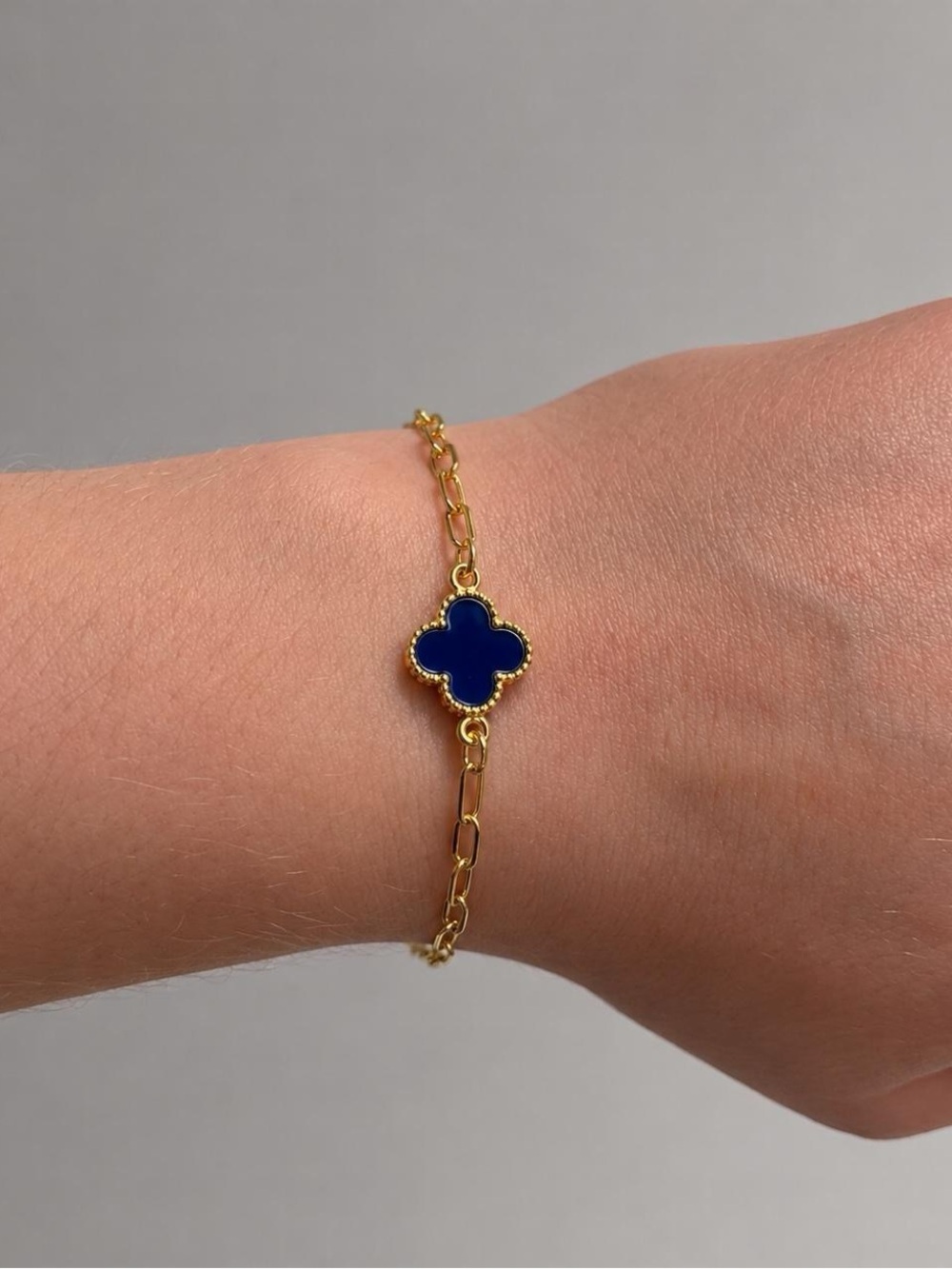 Blue Clover Gold-Filled Bracelet
